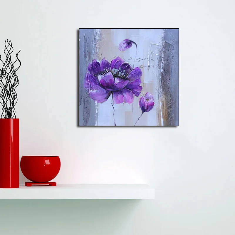 Purple Poppy and Rose Flowers Poster Painting Posters And Prints Pictures Wall Art Decoration Cuadros For Living Room Sofa | Дом и сад