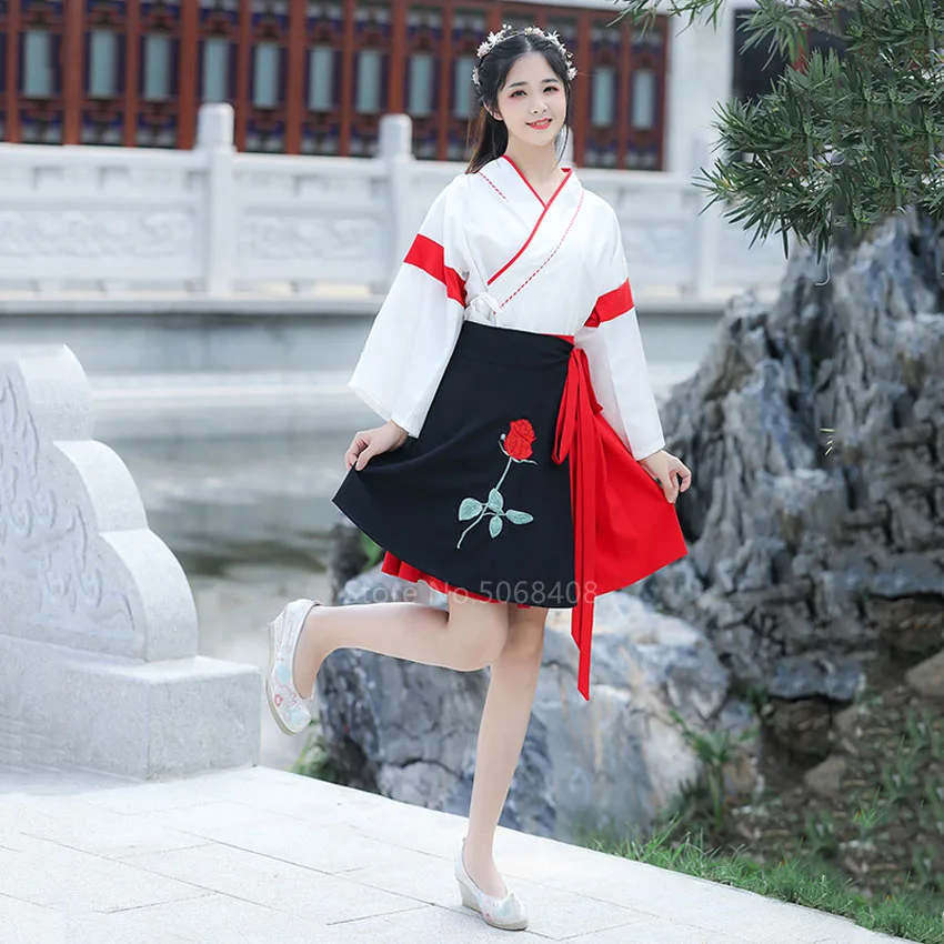

Summer Harajuku Japanese Traditional Kimono Skirt Set Women Asian Vintage Yukata Embrodiery Obi Female Dresses Fairy Retro Hanfu