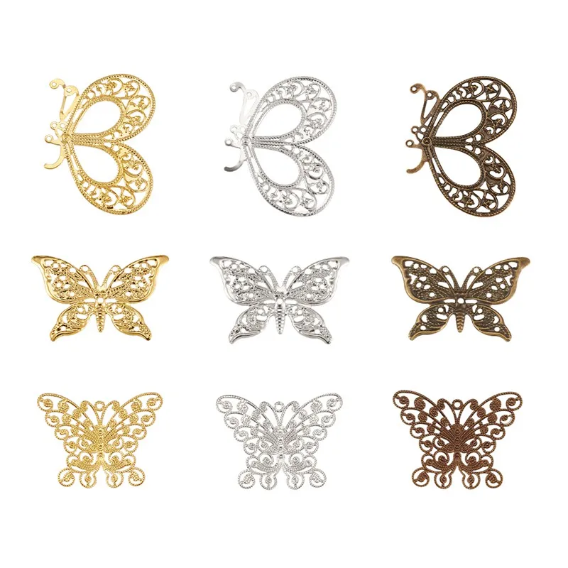 

Pandahall 90pcs/box Butterfly Iron Filigree Joiners Links Connector Brass Filigree Findings for Jewelry Making DIy Finding
