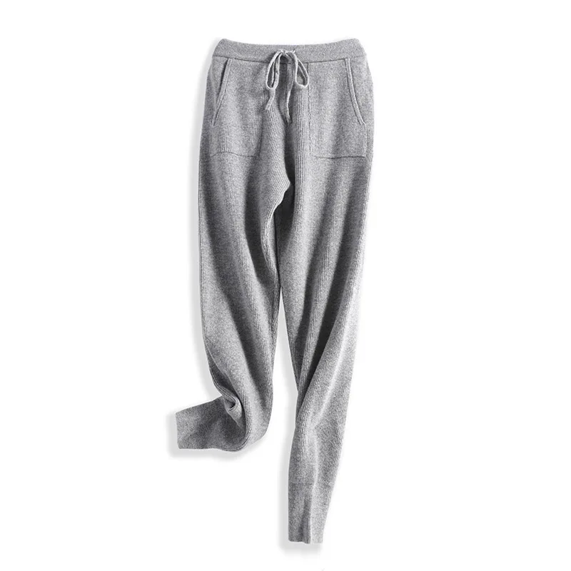 Женские брюки-карандаш из 100% чистой шерсти трикотажные брюки с эластичным поясом