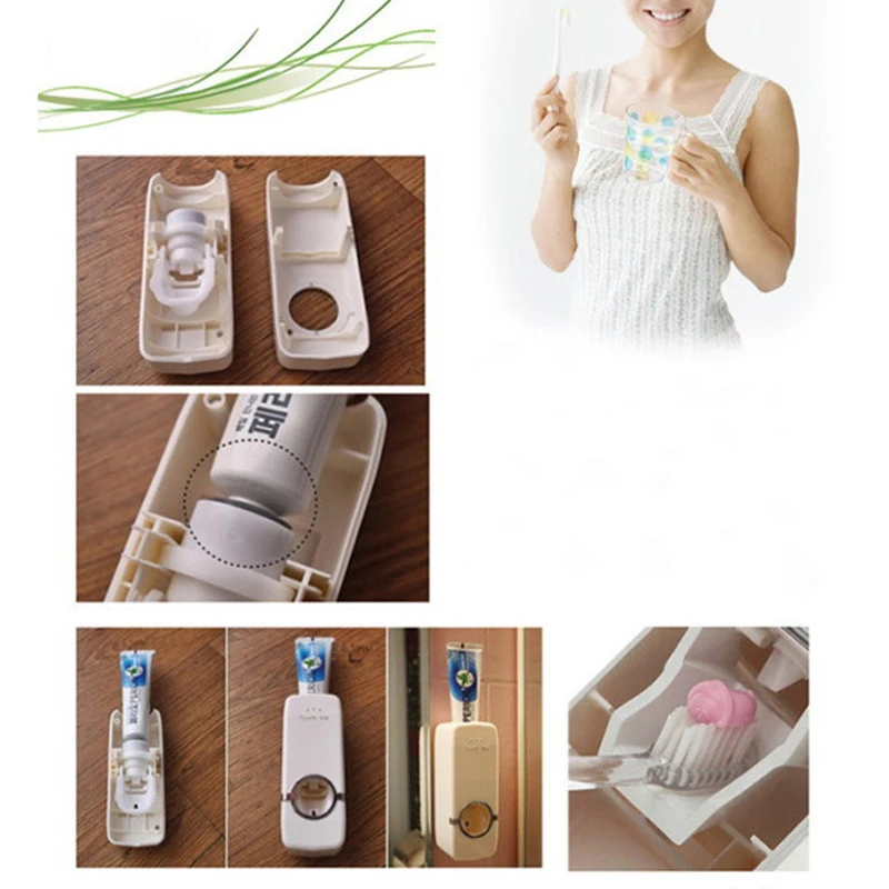 

Bathroom Accessories Set Toothbrush Holder Toothbrush Wall Mount Rack Bathroom Tools Set Automatic Toothpaste Dispenser Holder