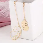 Новые серьги в виде лица золотого цвета, серьги-капли с абстрактным искусством для женщин и девочек, серьги с кисточками, изысканный подарок