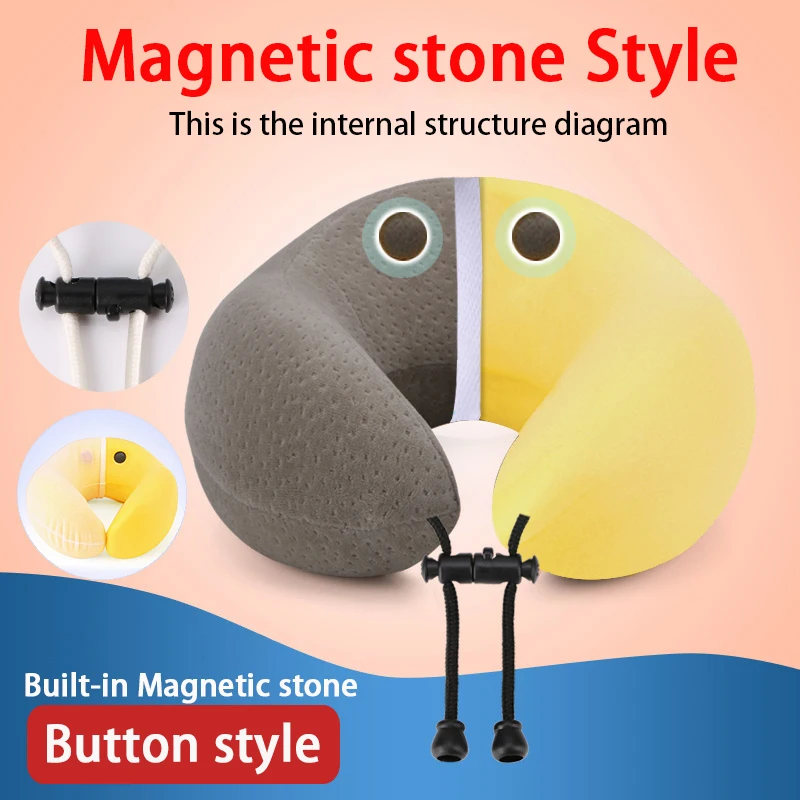 Magnetic stone style U-образная подушка для путешествий с эффектом памяти, ортопедические массажный эффект для шеи, подушка для офисного самолета, Подушка для сна, подушка для здоровья шейки - Цвет: Magnetic stone style