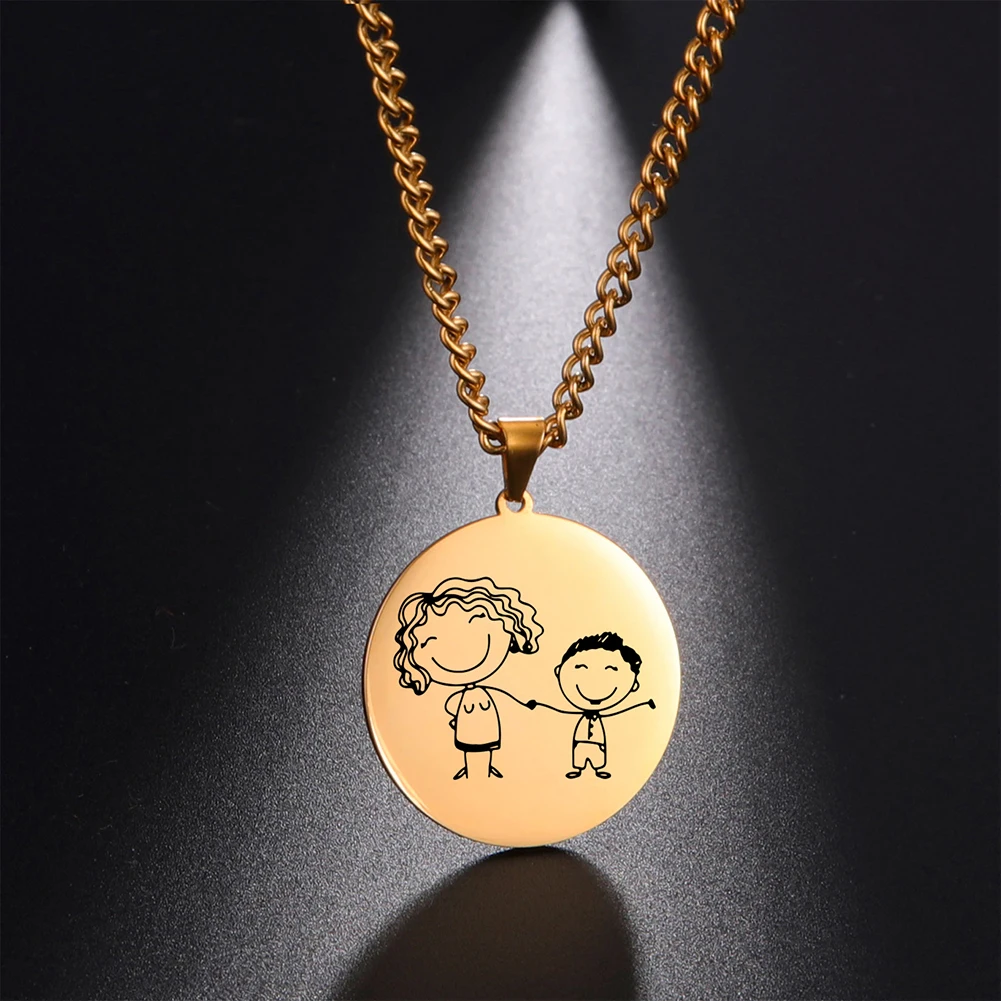 Fishhook Ожерелье для матери отца папы мама сын девочка семья ребенок любовь розовое