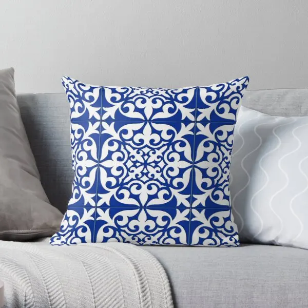 

Moroccan tile - cobalt blue Soft Decorative Throw Pillow Cover for Home Pillows NOT Included