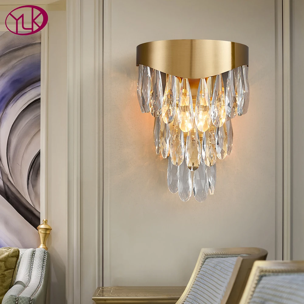 Luxury Gold Crystal Wall Sconce Lamps Modern Living Room Bedroom LED Lights Creative Home Decoration Lighting | Лампы и освещение