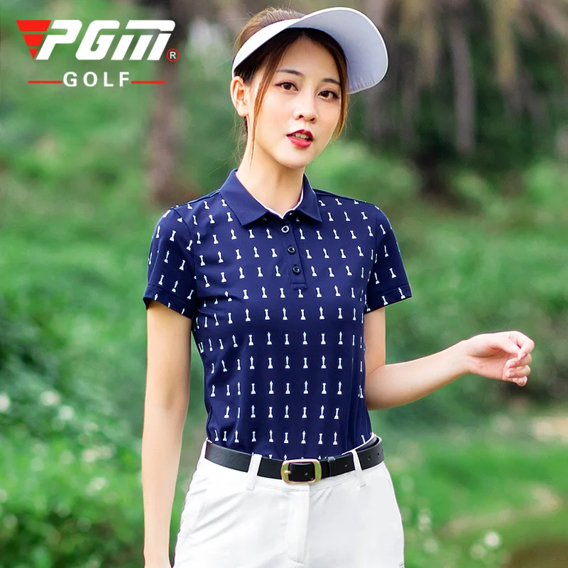 

PGM Golf Women's Printed Clothing Summer Breathable Quick-Drying Short-Sleeved Athletic T-shirt YF282
