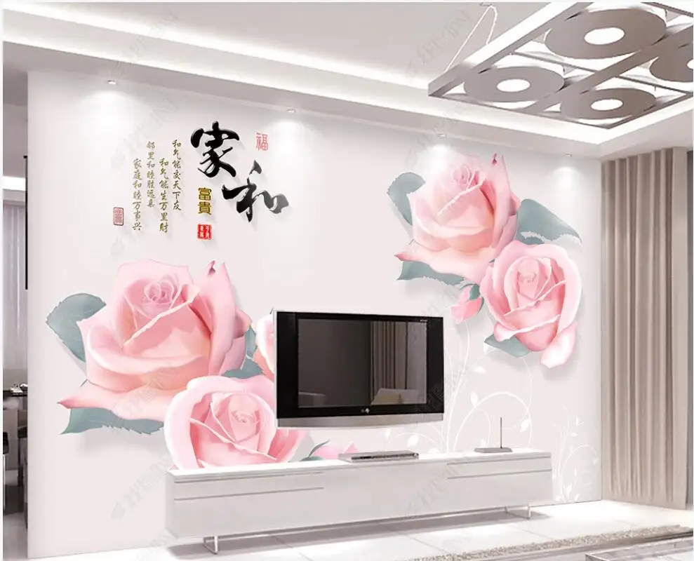 

Настенные фотообои на заказ, современные настенные 3d обои с изображением розовых роз в гостиной, домашний декор, в рулонах