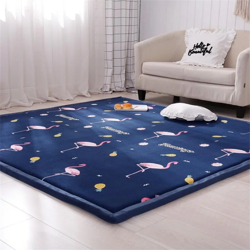 

New Style 2CM Thick Play Mats Coral Fleece Blanket Carpet Children Baby Crawling Tatami Mats Cushion Mattress for Bedroom