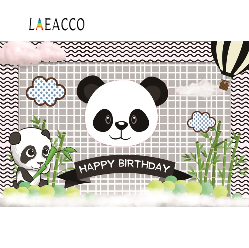 Laeacco Panda Green Bamboos с днем рождения Портретные Детские фотографии фоны для фотостудии