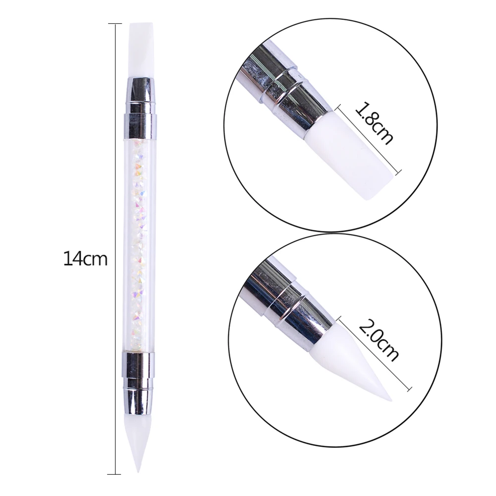 

1PC Dual-ended Nail Art Pen Rhinestone Picker Beads Picker Dotting Tool Silicone Head Pen With Acrylic Handle DIY Nail Art Tool