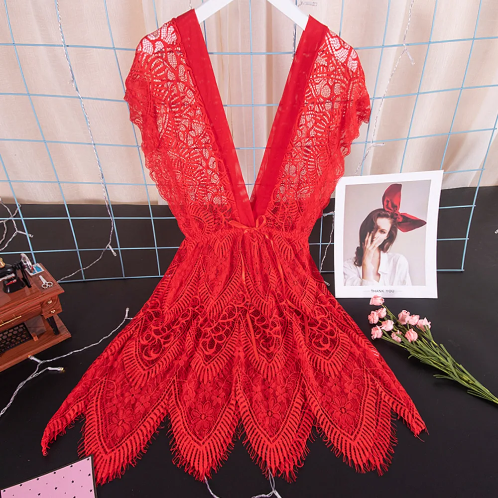 Женская пижама сексуальное кружевное Ночное платье женское нижнее белье с