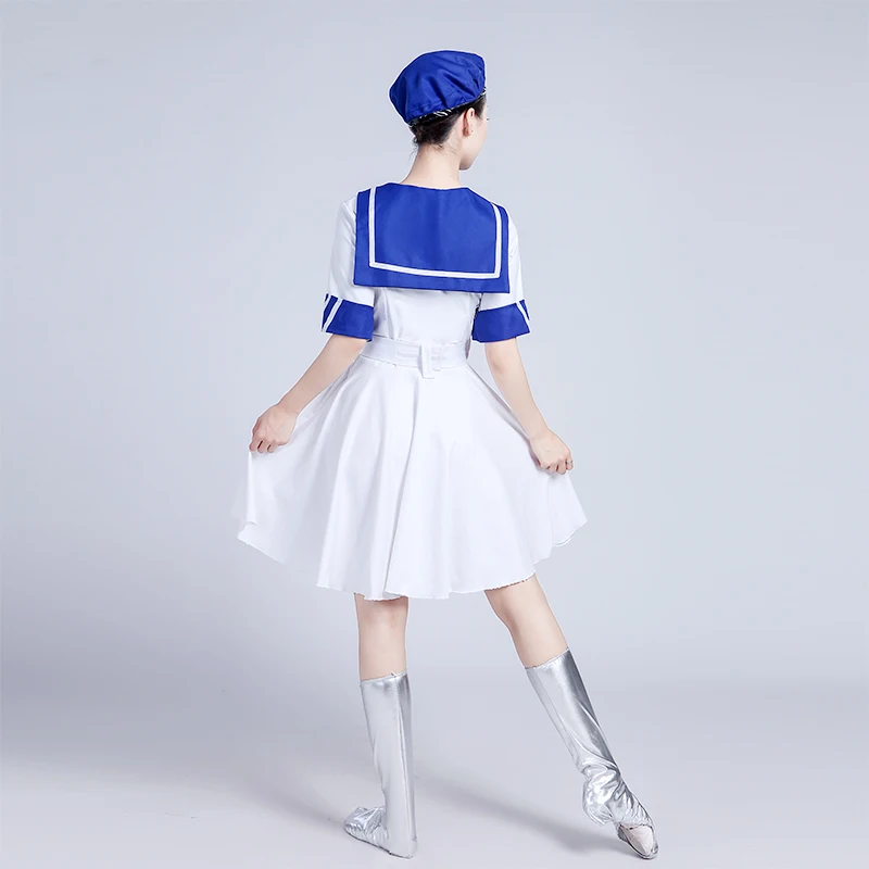 Солдатская униформа летнее танцевальное платье темно синяя одежда Женский