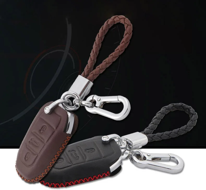 Lsrtw2017 Cow Leather Car Key Bag Protective Bag for Peugeot 3008 5008 Interior Accessories