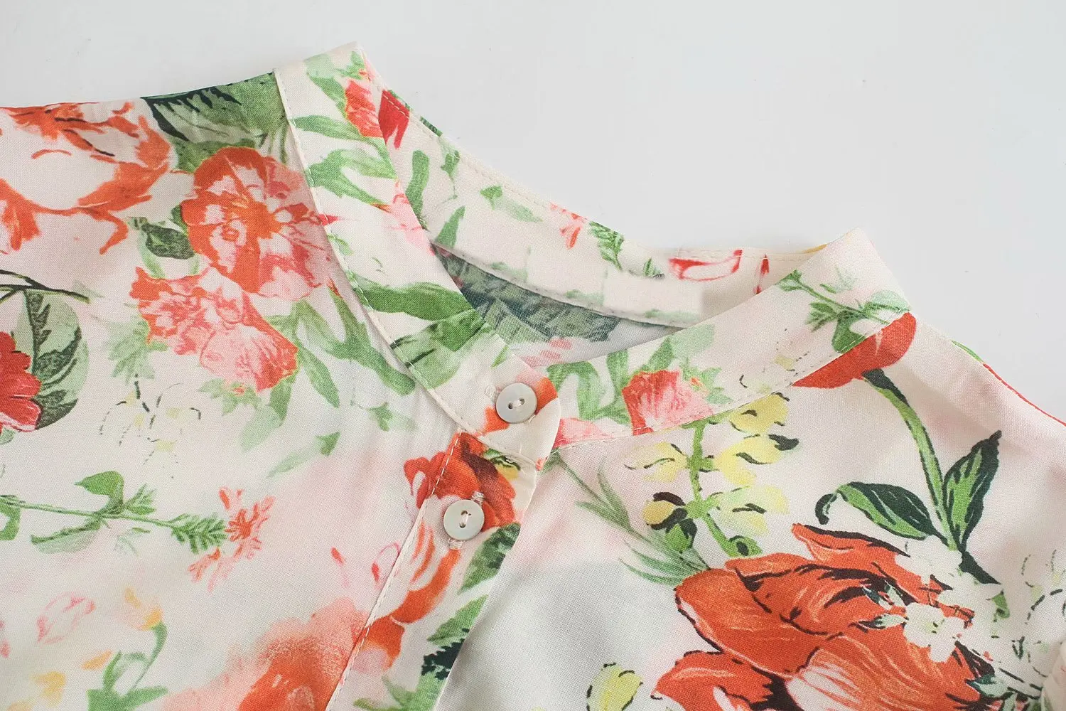 

2021 Summer Women Flowers Print French Style Dress Puff Short Sleeve Ladies Midi Dress Vestidos