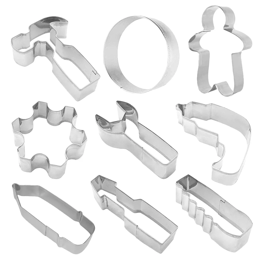 

9pcs Stainless Steel Biscuit Molds Practical Cookie Molds Baking Supplies