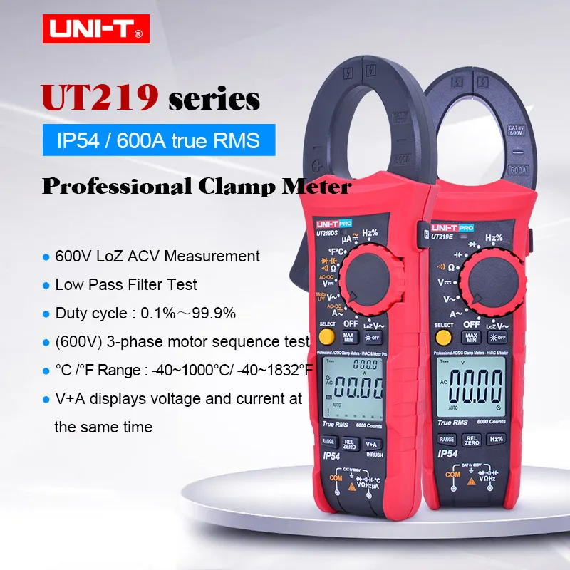 Промышленные клещи; Цифровой мультиметр UT219DS AC DC Вольт измеритель тока; безуходный 3-х фазный двигатель последовательность Тесты/LoZ Тесты/с фильтром нижних частот