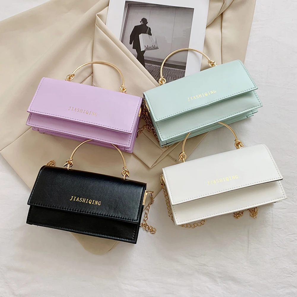 

Fashion Women PU Leather Chain Shoulder Crossbody Messenger Bag Ladies Casual Solid Color Top-handle Small Handbag Purse