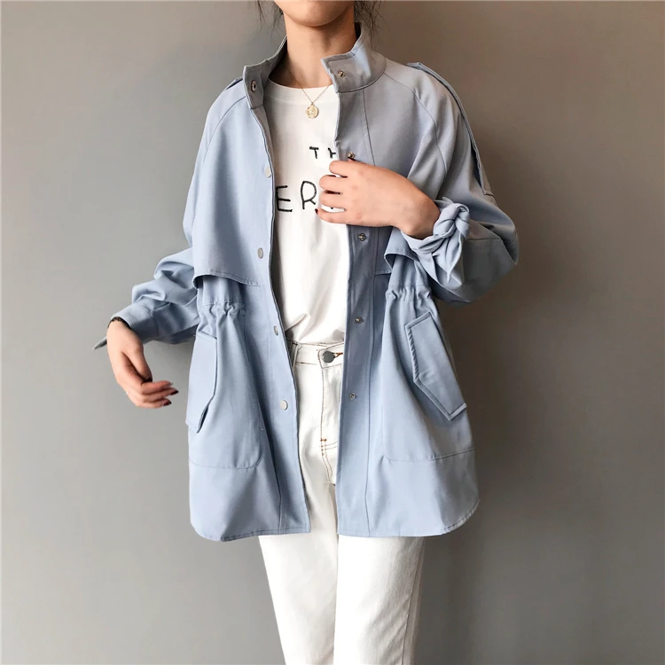 

Autumn and winter women's windbreaker loose and light casual retro pocket windbreaker jacket oversized windbreaker womenclothes