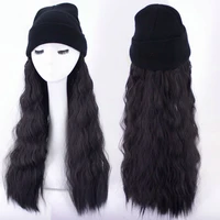 fashion long curly hats wig 2 in 1 synthetic wave knitted girl women keeping warm party decoration beauty caps cosplay outside