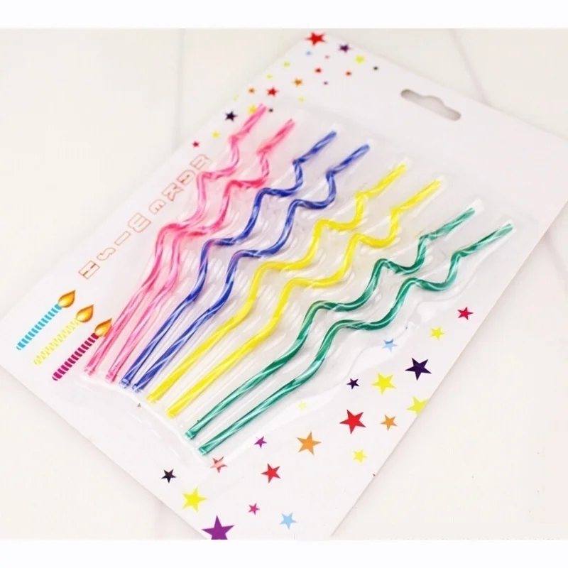 8 шт креативные Красочные Кривые торты на день рождения спиральные свечи дети