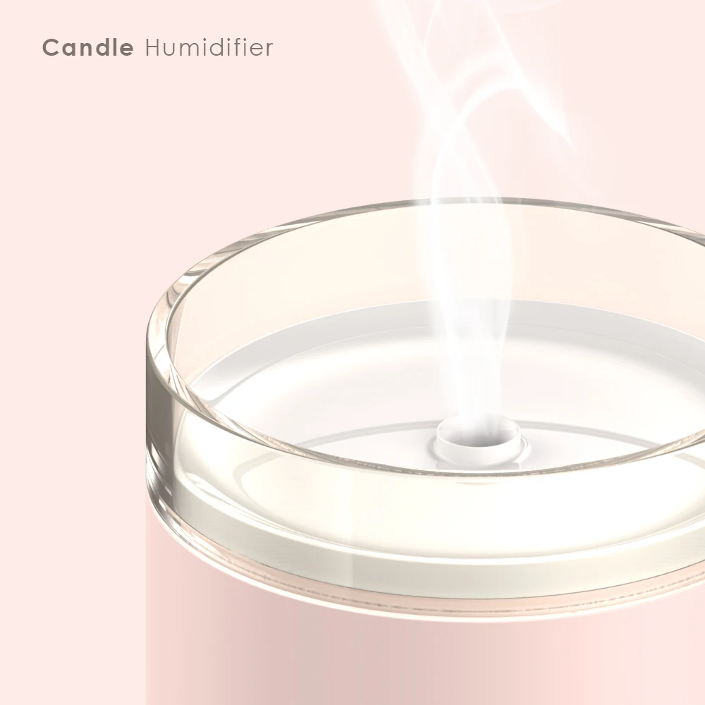 

280ML Air Humidifier LED Candle Ultrasonic Cool Mist Essential Oil Diffuser USB Aroma Lamp Car Purifier Fogger Mist Maker