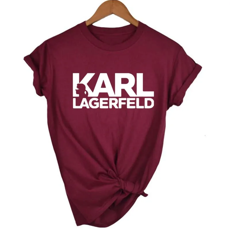 Karl Lagerfeld Футболка с принтом женская модная повседневная футболка коротким