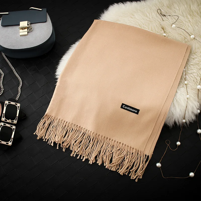 Осень и зима чистый кашемир как шарф длинный универсальный один цвет с