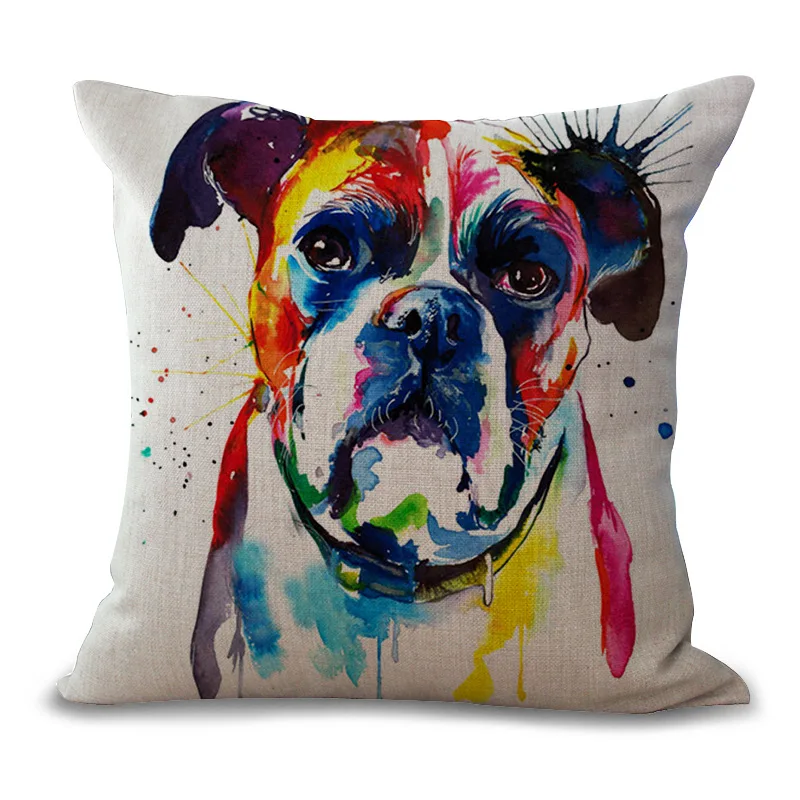 

Bulldog Cushion Cover French Bulldog Oil Painting Series Cottonseed Sofa Pillow Cases Car Home Decoration Creative Cushion Cover