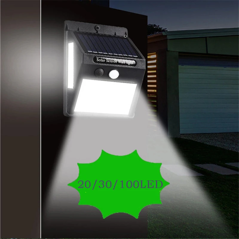 

20/30/100 LED Solar Light Outdoor Solar Wall Light Power Supply Waterproof PIR Motion Sensor Street Light Solar Garden Light
