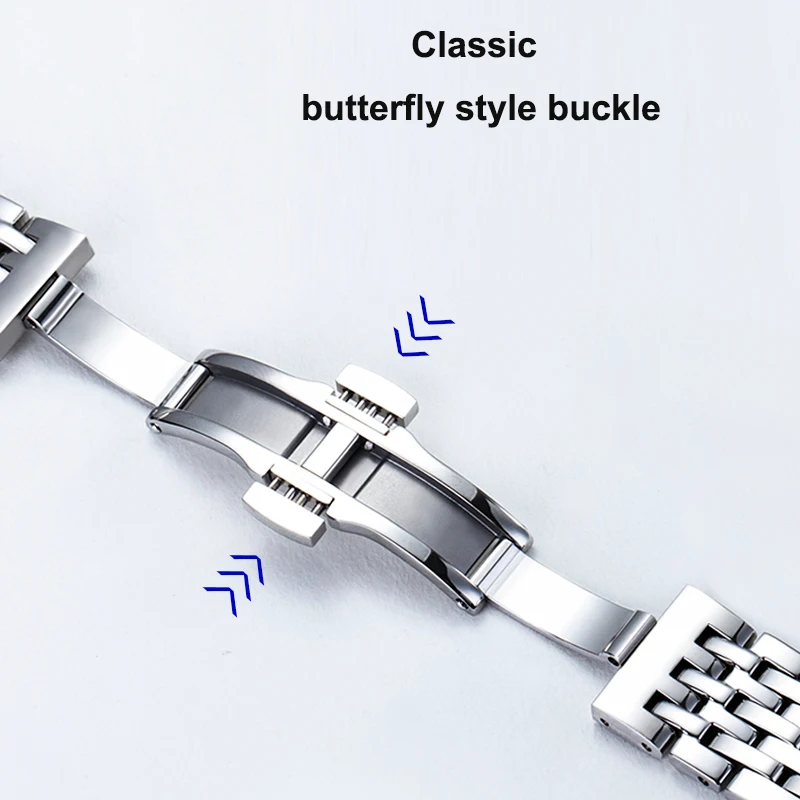 Stainless Steel Metal Watch Band Strap for Men Luxury Silver Polished Watchband Suit for Tissot Le Locle Replacement Bracelet