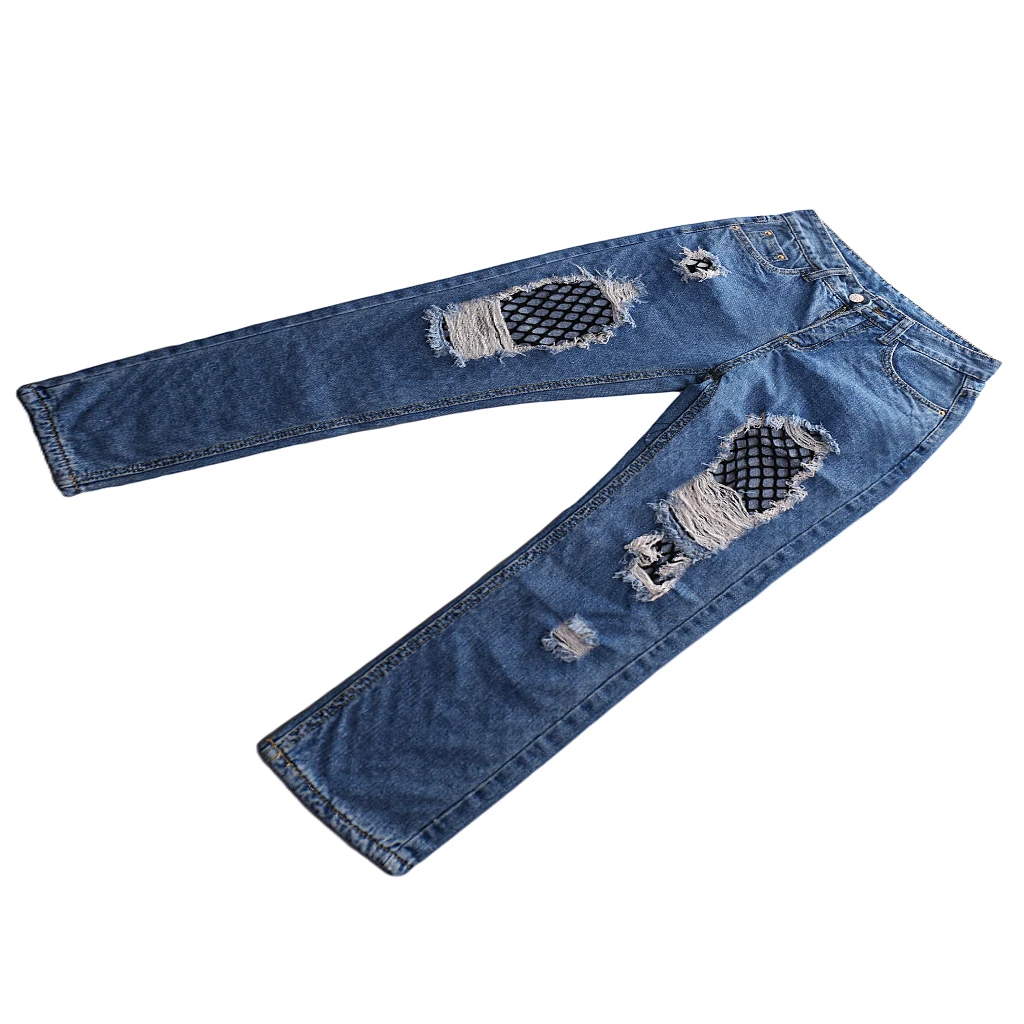 Womens Ripped Torn Distressed Leg Denim Jeans Ankel Ladies Trouser Pants | Женская одежда