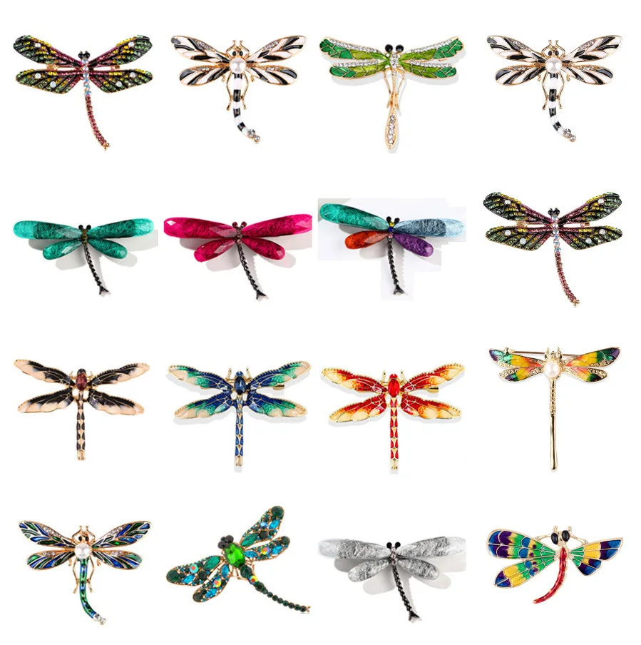 Винтажный дизайн блестящие хрустальные Стрекоза со стразами броши для женщин