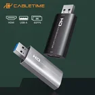 Карта видеозахвата CABLETIME 4K, USB 3,0, совместимая с HDMI, для видеозаписи в прямом эфире, переключатель C371