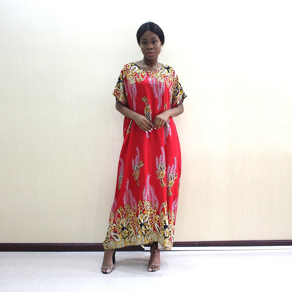 Dashikiage Новое поступление модный дизайн Африканский Дашики Желтый Чистый хлопок Цветочный элегантный повседневный Африканский Дашики женское платье