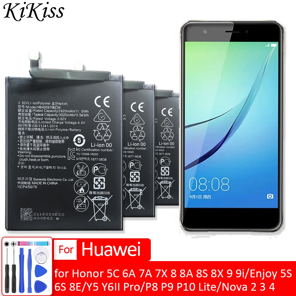 

Battery For Huawei Nova 2 3 4/Enjoy 5S 6S 8E/Honor 5C 6C 6A 7A 7C 7X 8 8A 8S 8X 9 9i/Y5 Y6 II Y6II Pro 2017/P8 P9 P10 Lite mini