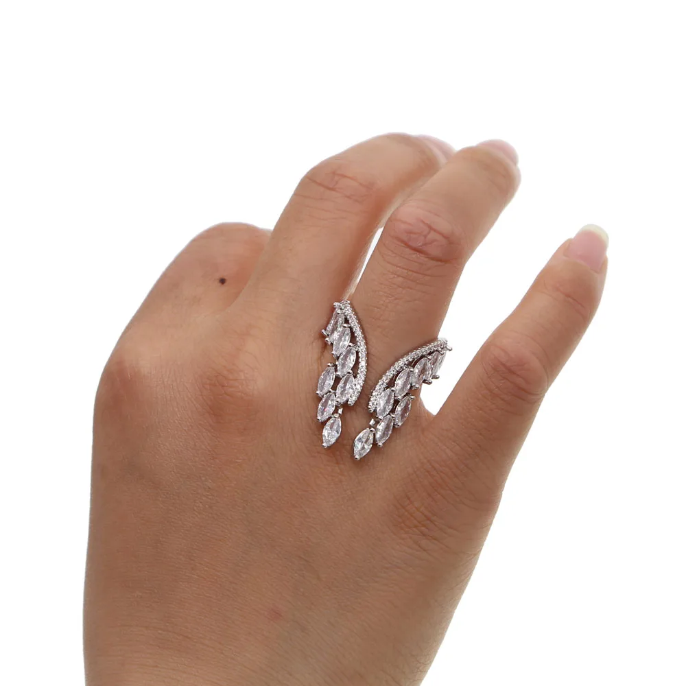 Модное кольцо ручной работы из серебра 925 пробы с бриллиантами в виде крыльев