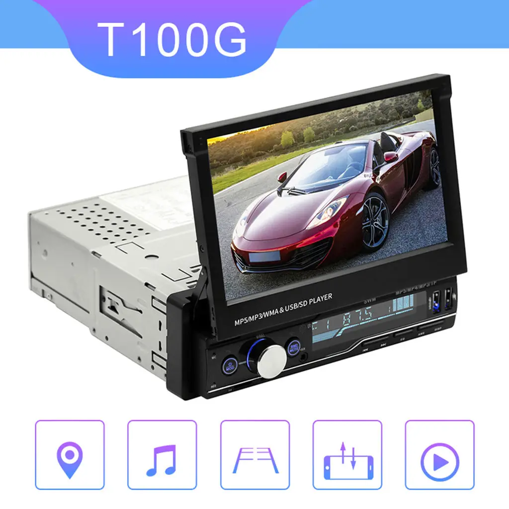 

7-дюймовый автомобильный 2 Din MP5 плеер Bluetooth стерео радио FM с сенсорным экраном T100