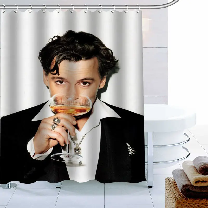 

100% Polyester Fabric Custom Johnny Depp Shower Curtain Modern Bathroom Curtain Waterproof With Hook Bath Curtain 0331