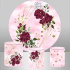 Розовый свадебный фон с цветами и круглым фоном для фотосъемки вечеринки в честь Дня Рождения студийный фон для детской вечеринки