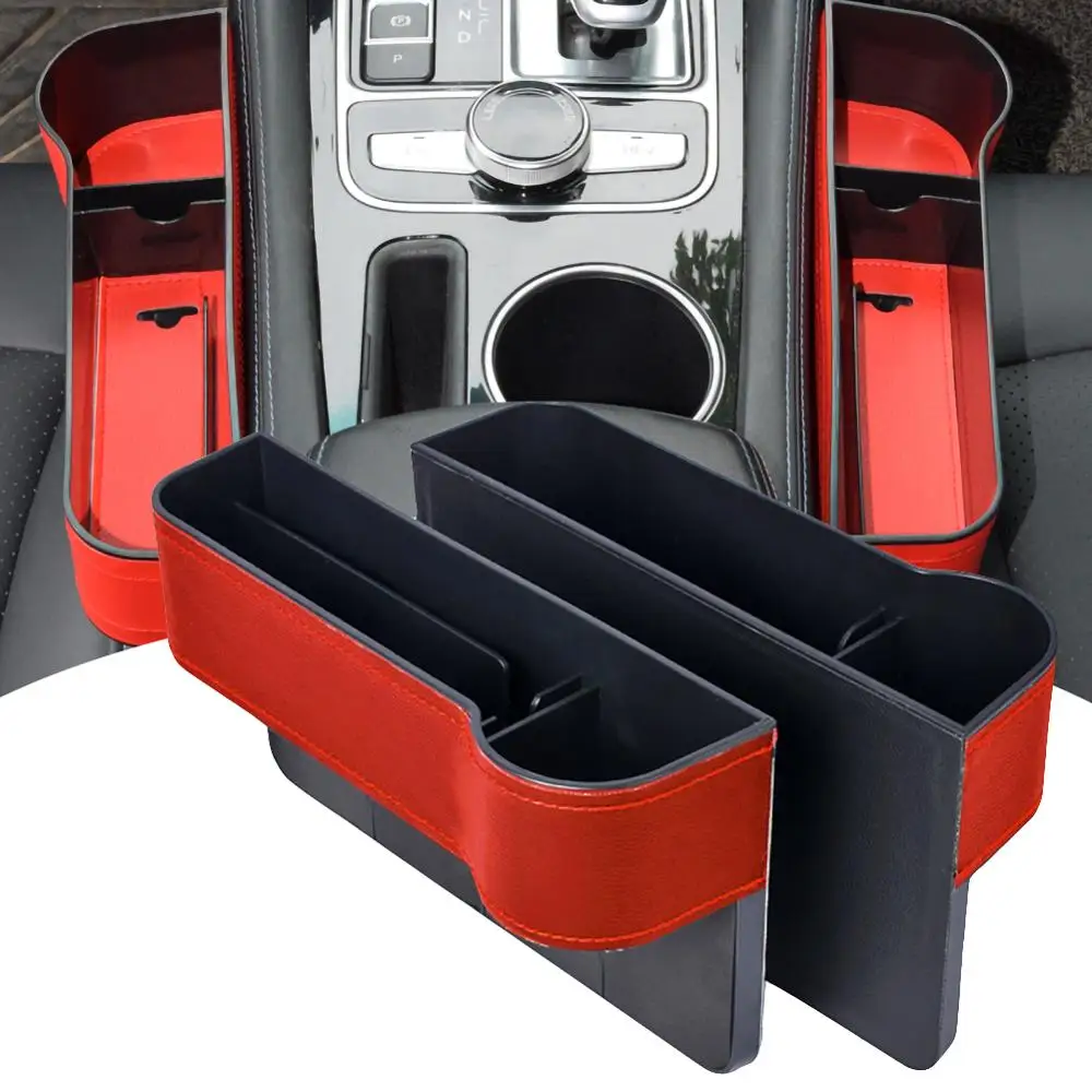 

2PCS Car Seat Gap Storage Box Cup PU Leather Pocket Catcher Organizer Phone Bottle Cups Holder Multifunctional Car Accessories