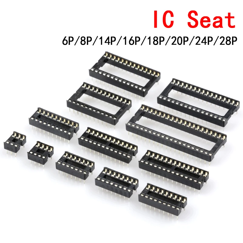 10 шт. IC seat 6P/8 P/14P/16P/18P/20P/24P/28 P DIP IC адаптер, Тип припоя, 28-контактный узкий корпус, стандартное MCU сиденье 24 контакта
