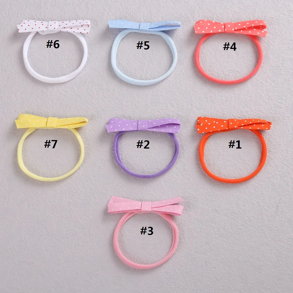 

Cute Dot Bows Baby Girls Headband Candy Color Nylon Elastic Hairband For Children Newborn Hair Bands Kids Hair Accessories 2021