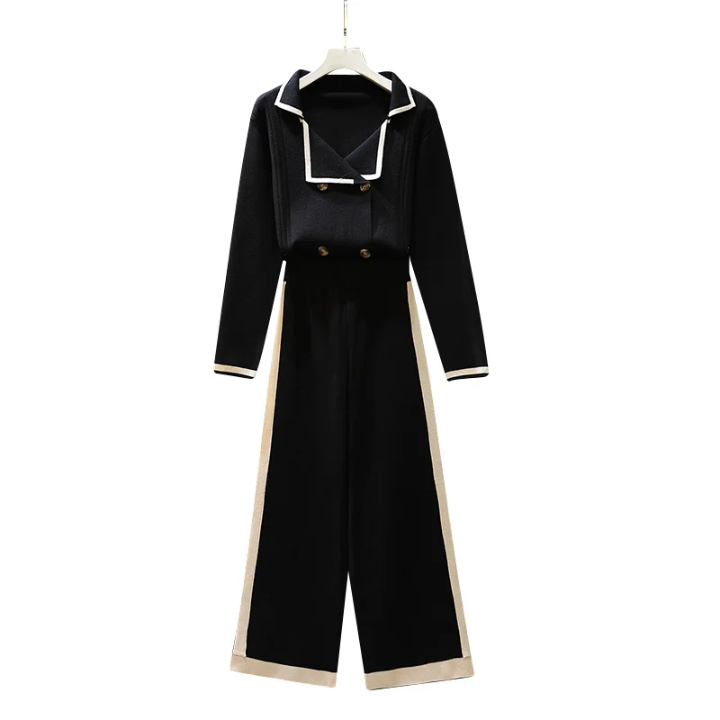 Large Size Women's Wear 2019 New Autumn And Winter Knitted Suit Two-piece Set Of Small Fragrance |