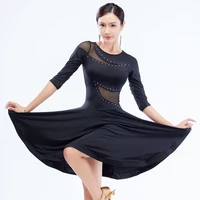 2021 summer adult latin dress sexy mesh long sleeved new fashion dance dress performance practice ballroom tango cha cha clothes