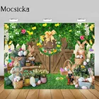 Mocsicka Пасхальный весенний фон с изображением кролика яйца для фотосъемки новорожденных праздничный декор для студийной фотосъемки