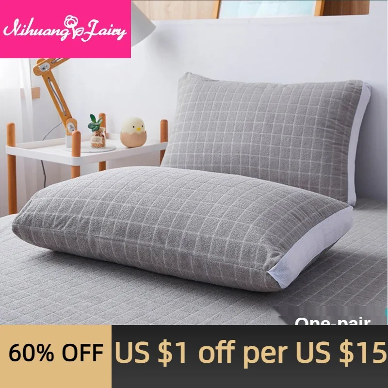

Anti-mite cotton pillowcase 2 packs, waterproof head oil pillow towel pillowcase 100% cotton protective pillow cover