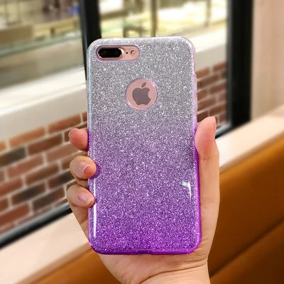 Purple Блестящий чехол для iphone X XS 11 Pro MAX XR 10 7 8 Plus 6s 6 7Plus градиентные цвета Мягкий ТПУ силиконовый прозрачный чехол - Цвет: Purple
