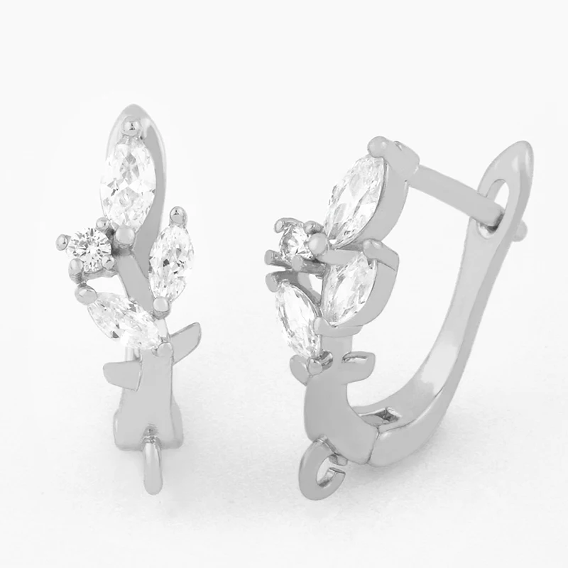 

OCESRIO DIY Handmade Leaf Earring Hooks Zircon Earrings Making Pendants Luxury Jewelry Making Accessories erha016