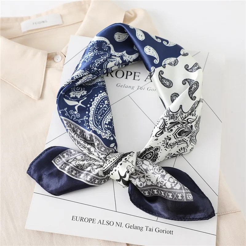 

NEW Silk Scarf Square Lady Hair Shawl Wraps Bag Scarves Neck Foulard Print Designer Women Bandana Head Hijab Kerchief 60*60cm